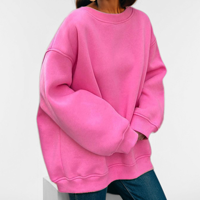 Women's Loose Crewneck Solid Pullover Sweatshirt