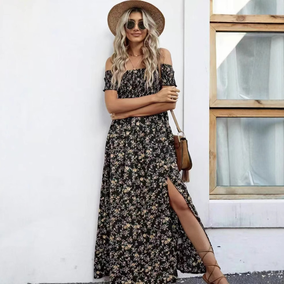 Boho Off-Shoulder Floral Maxi Dress