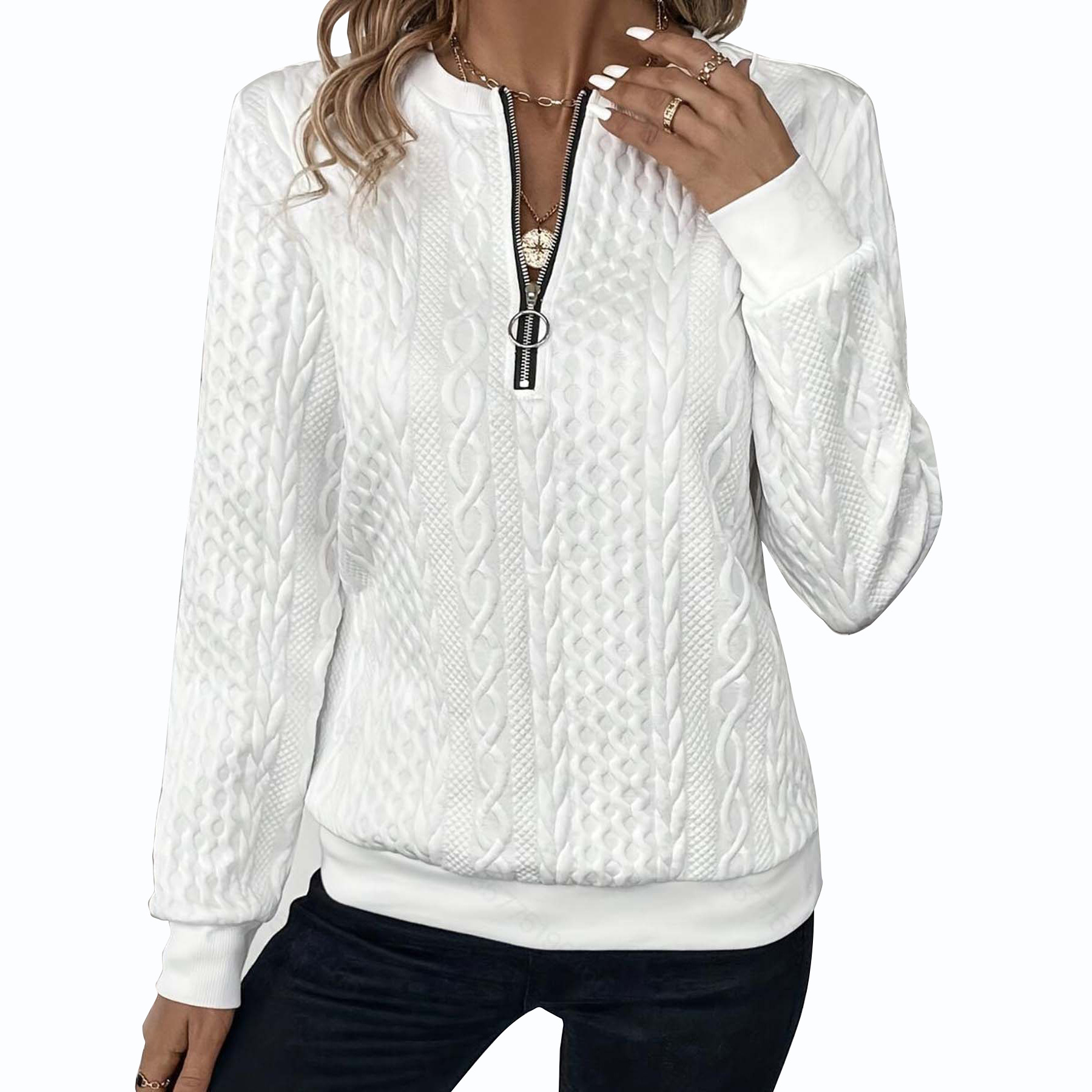 Women's Quilted Zip-Up Hoodie Sweatshirt Jacket
