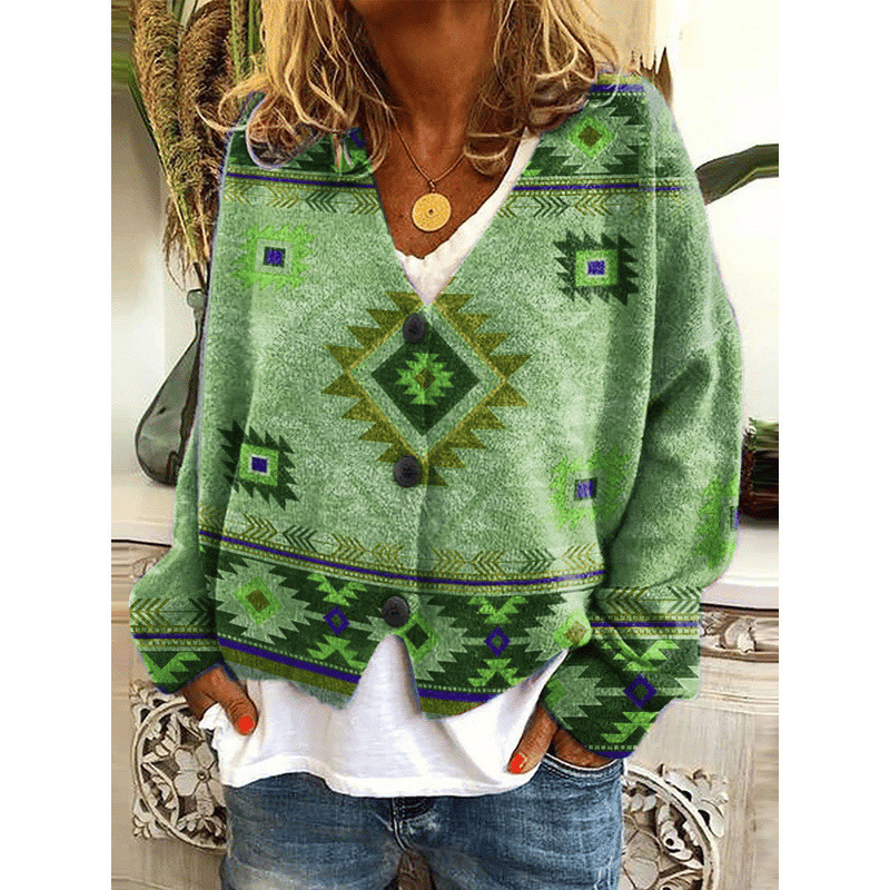 Christmas Abstract Print Casual Cloak Cardigan