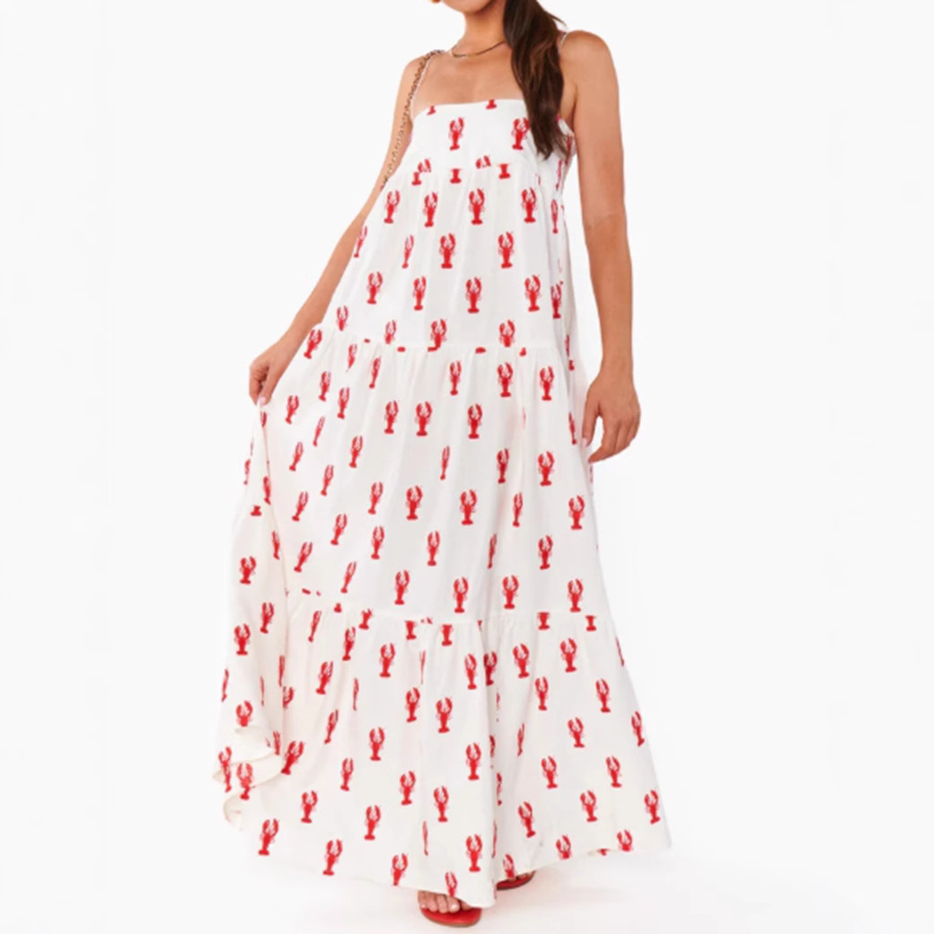 Women's Summer Sleeveless Printed Loose Cami Dress with Pockets