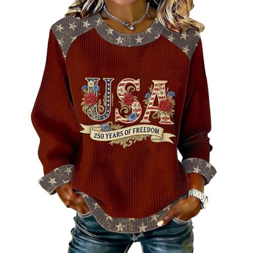 Women's USA Flag Star Print Casual Sweatshirt