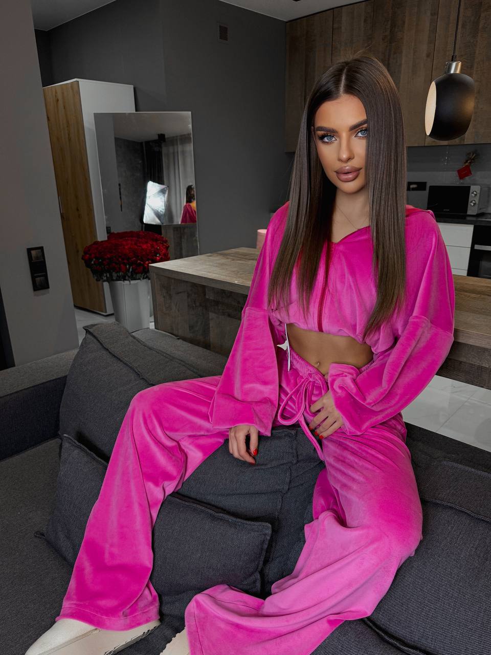 Women's Hooded Casual Sweatshirt and Pants Two-Piece Set