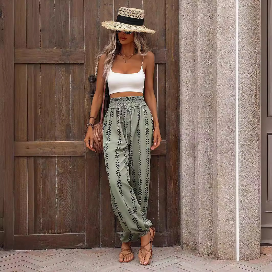 Mesh Wide-Leg Lantern Pants Casual Streetwear