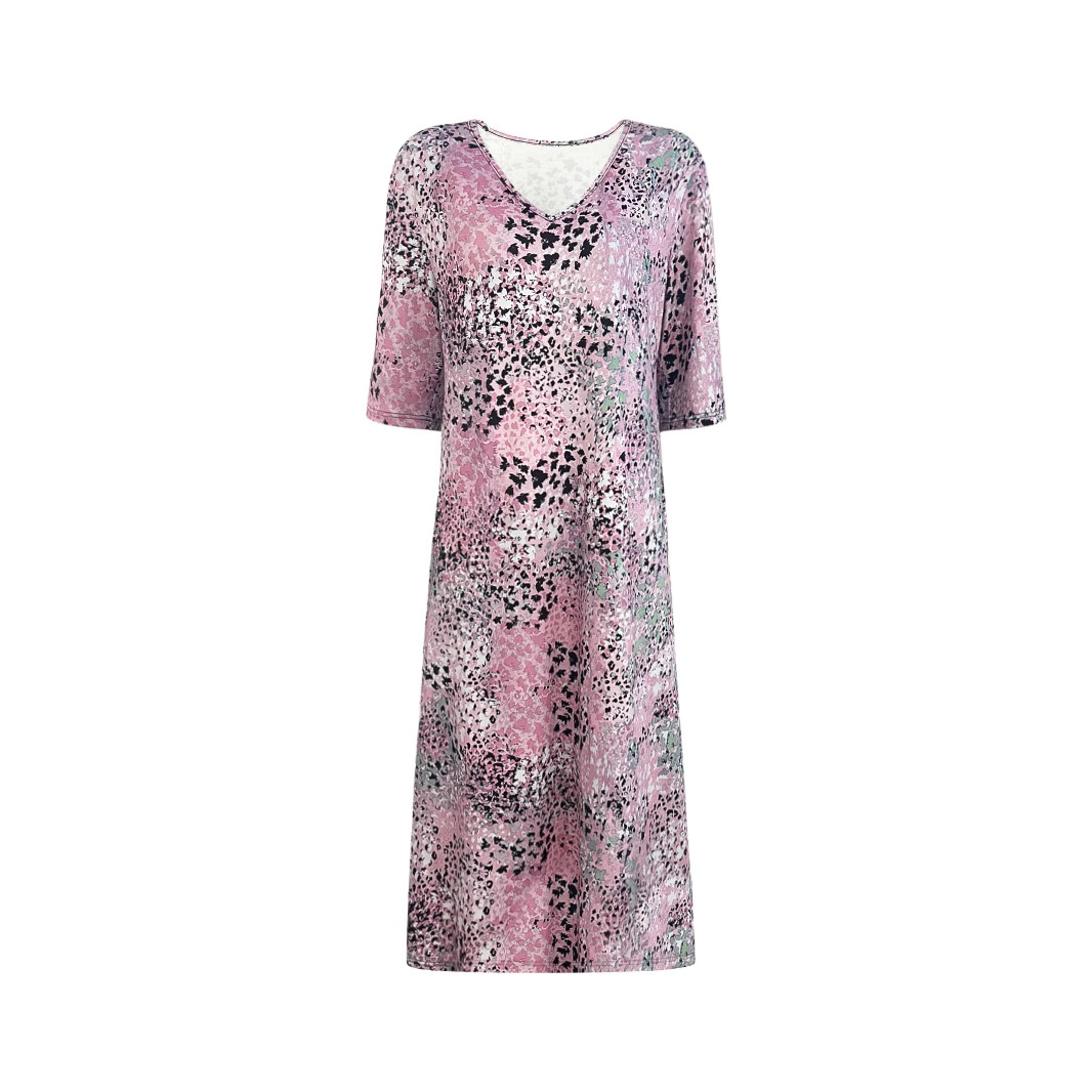 Floral Print V-Neck Short Sleeve Midi Dress
