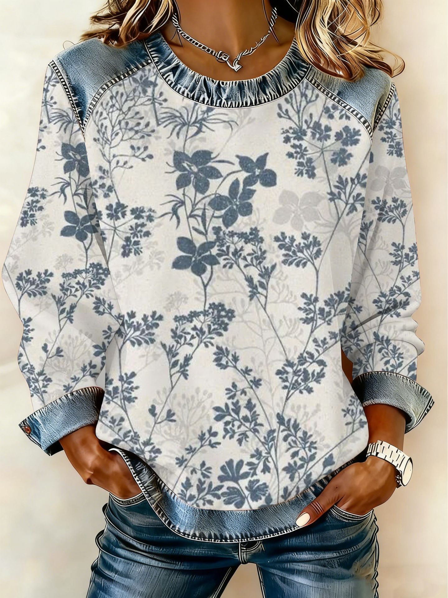 Women's Animal Lion Tiger Print Crewneck Sweatshirt