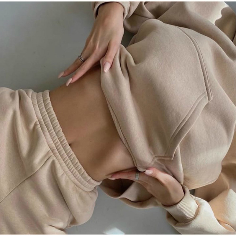 Women's Long Sleeve Casual Sweatsuit Set Solid Color