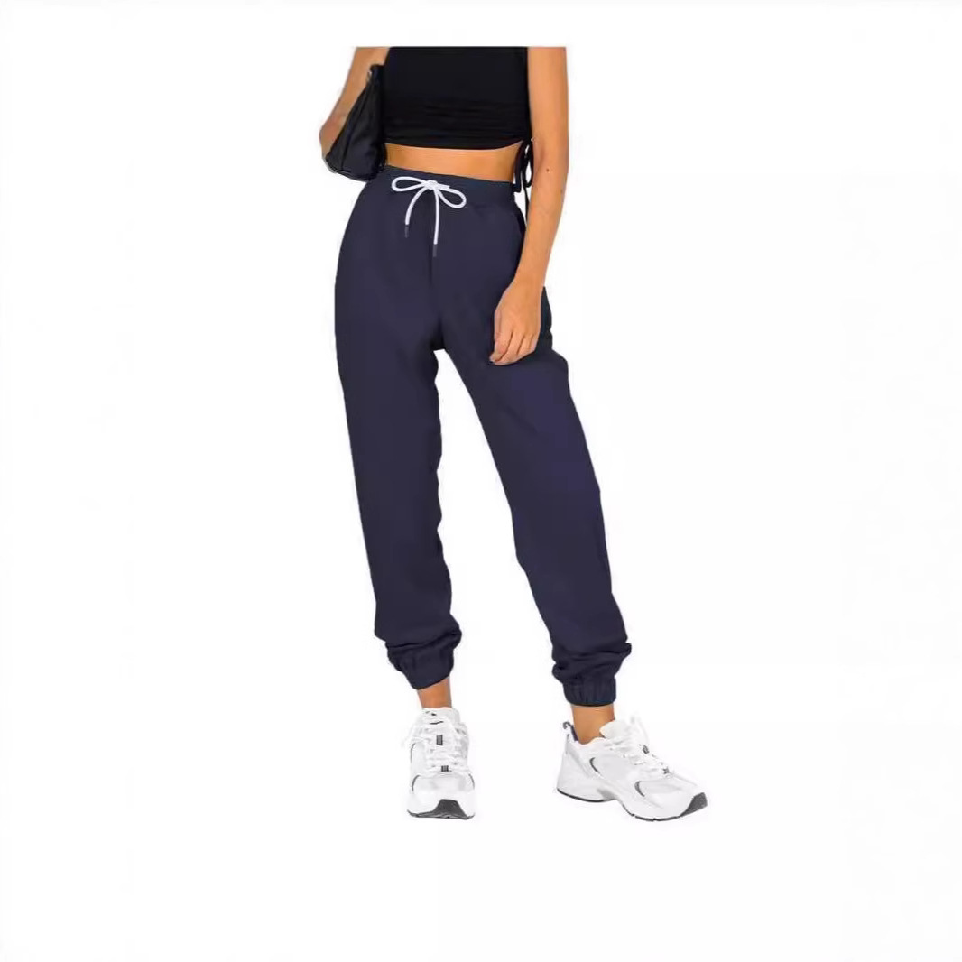 Women's High-Waist Tapered Jogger Pants with Pockets Solid Color