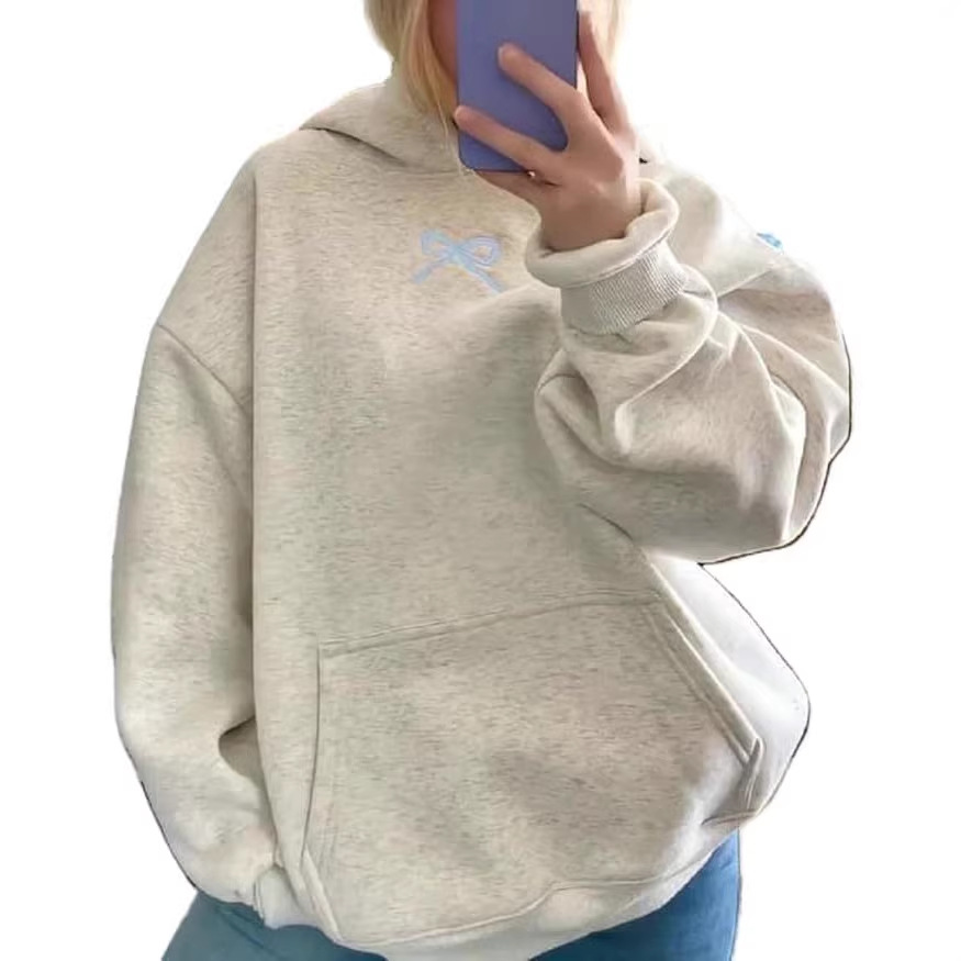 Women's Polka Dot Bow Print Casual Hoodie