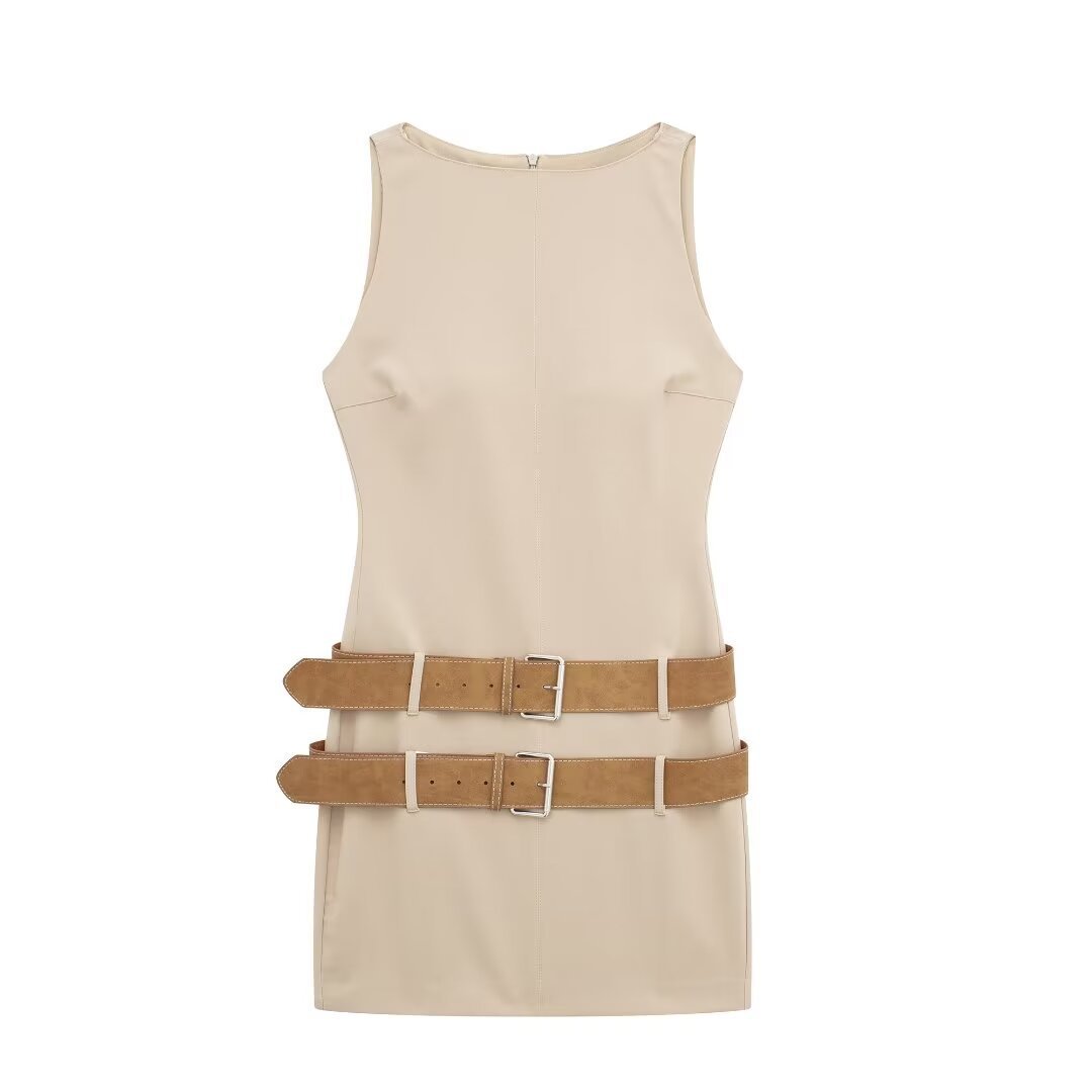 Women's Belted Bodycon Dress with 3D Pattern