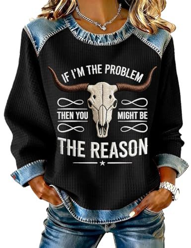 Women's Tribal Bull Head Print Crewneck Sweatshirt