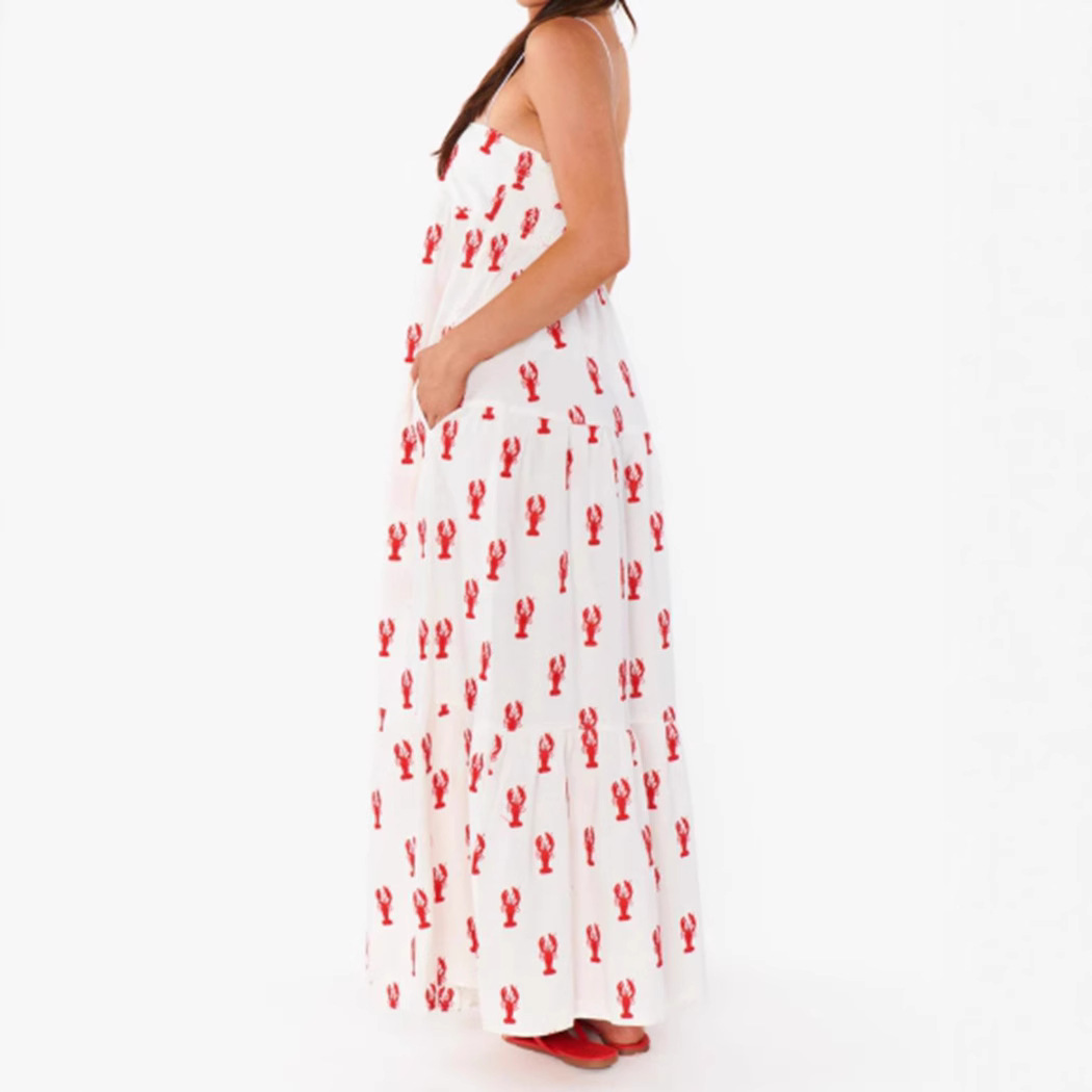 Women's Summer Sleeveless Printed Loose Cami Dress with Pockets