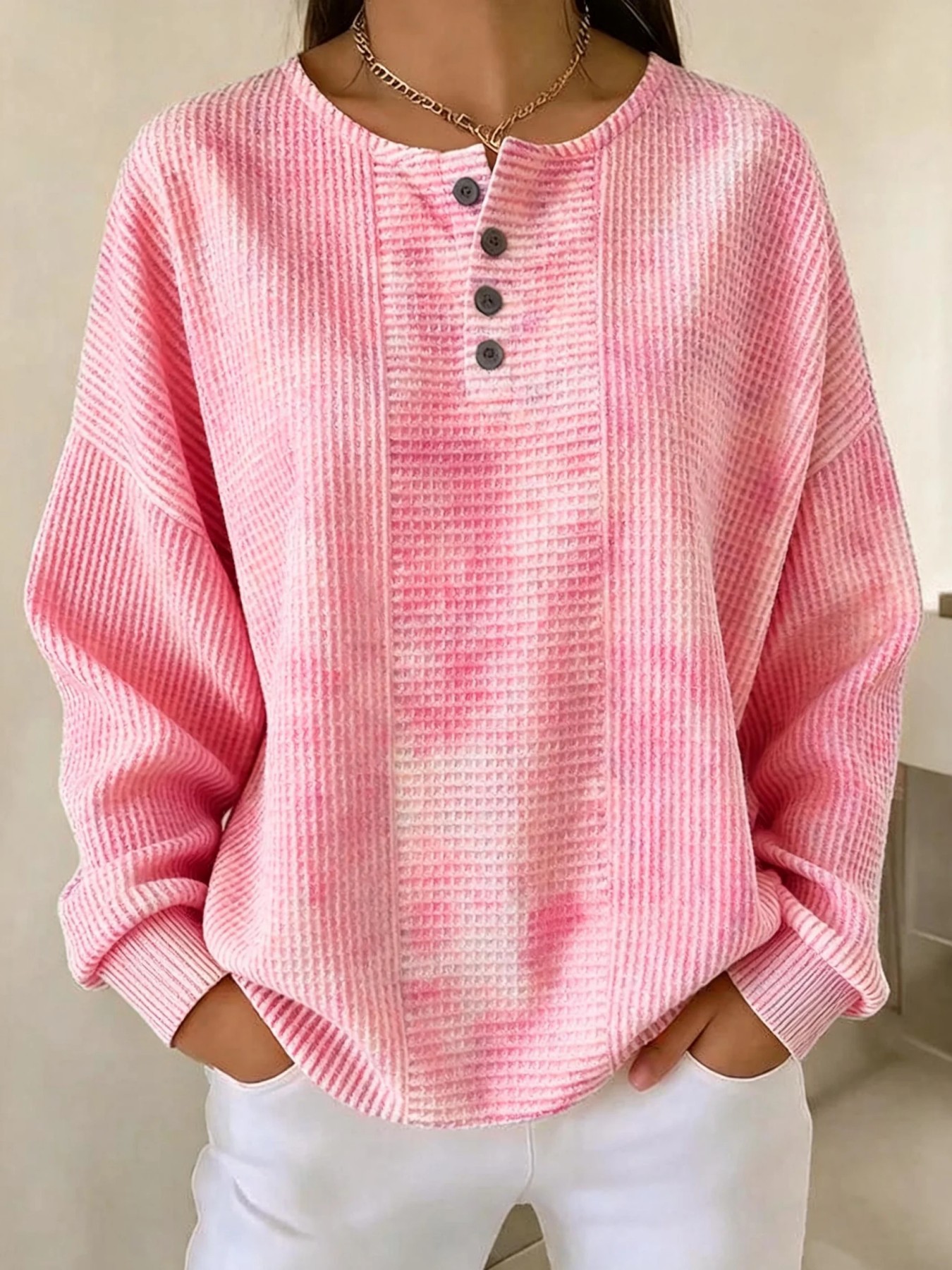 Women's Retro Plaid Print Button Sweatshirt