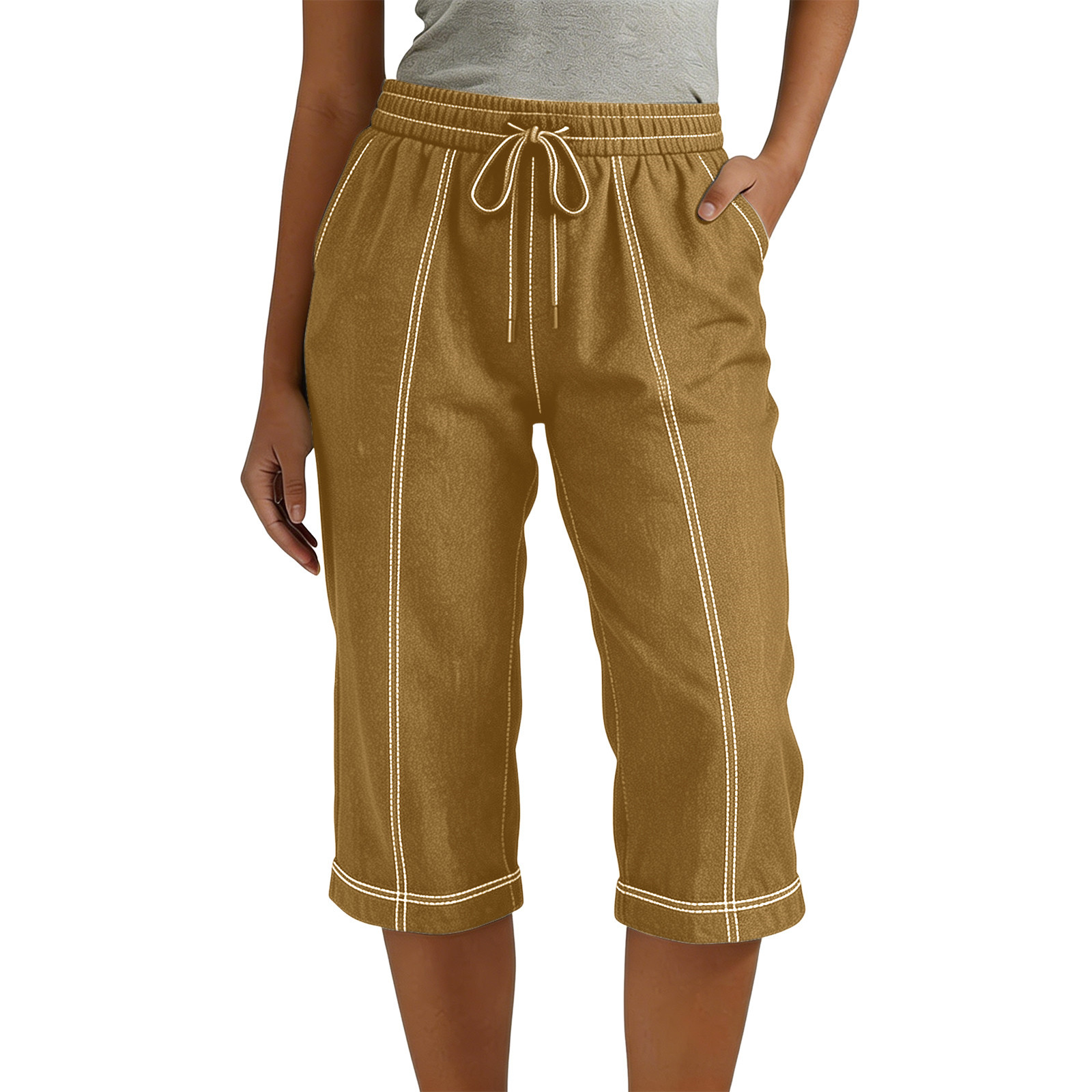 Women's Casual Solid Color Smocked Drawstring Shorts