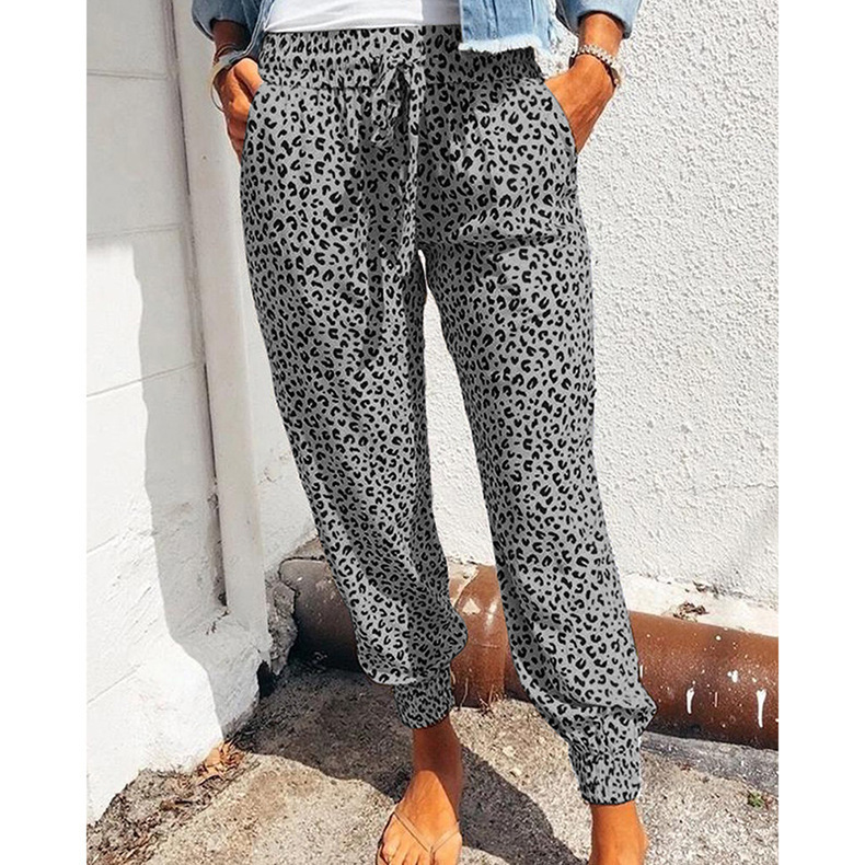 Women's Leopard Print Drawstring Jogger Pants Loose Fit