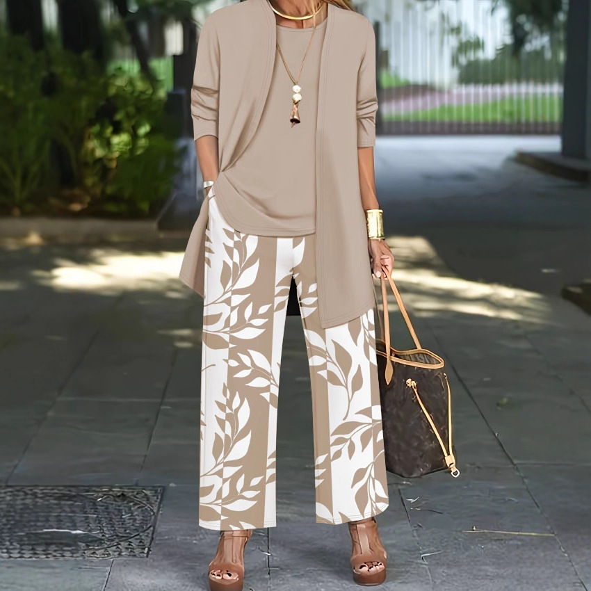 TUME Plus Size Floral Print 3-Piece Set with Jacket, Vest & Pants
