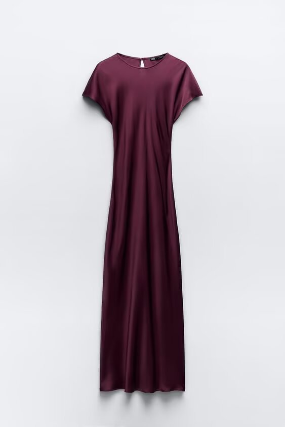 Elegant A-Line Midi Dress with Short Sleeves and Round Neck
