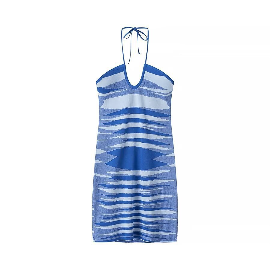 Women's Halter V-Neck Cross-Tie Dress