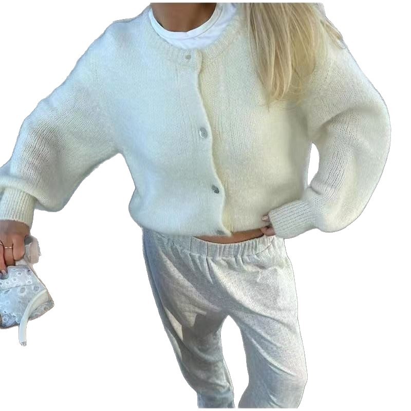 Candy Color Knit Cardigan Women's Solid Button-Up Sweater