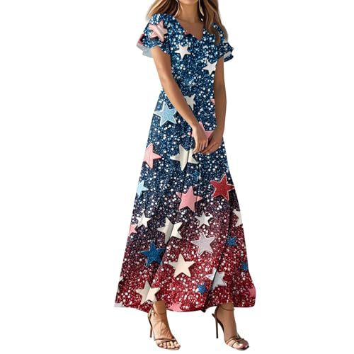 Women's Star Print Ruched Floral Midi Dress