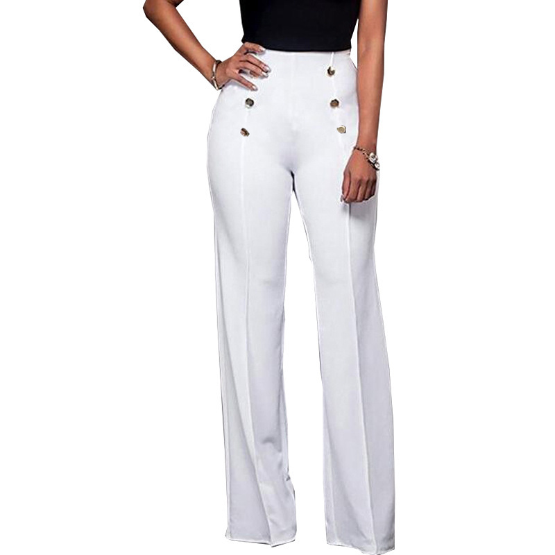 Women's Casual Solid Color Button Micro Flare Pants