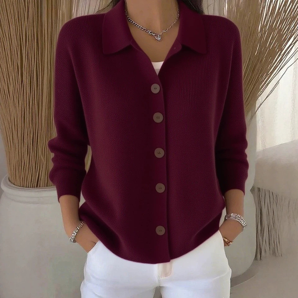 Women's Button-Front Knit Cardigan Sweater, Solid Color Casual