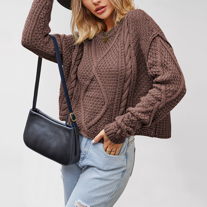 Women's Cable Knit Chunky Pullover Sweater Loose Fit Plus Size