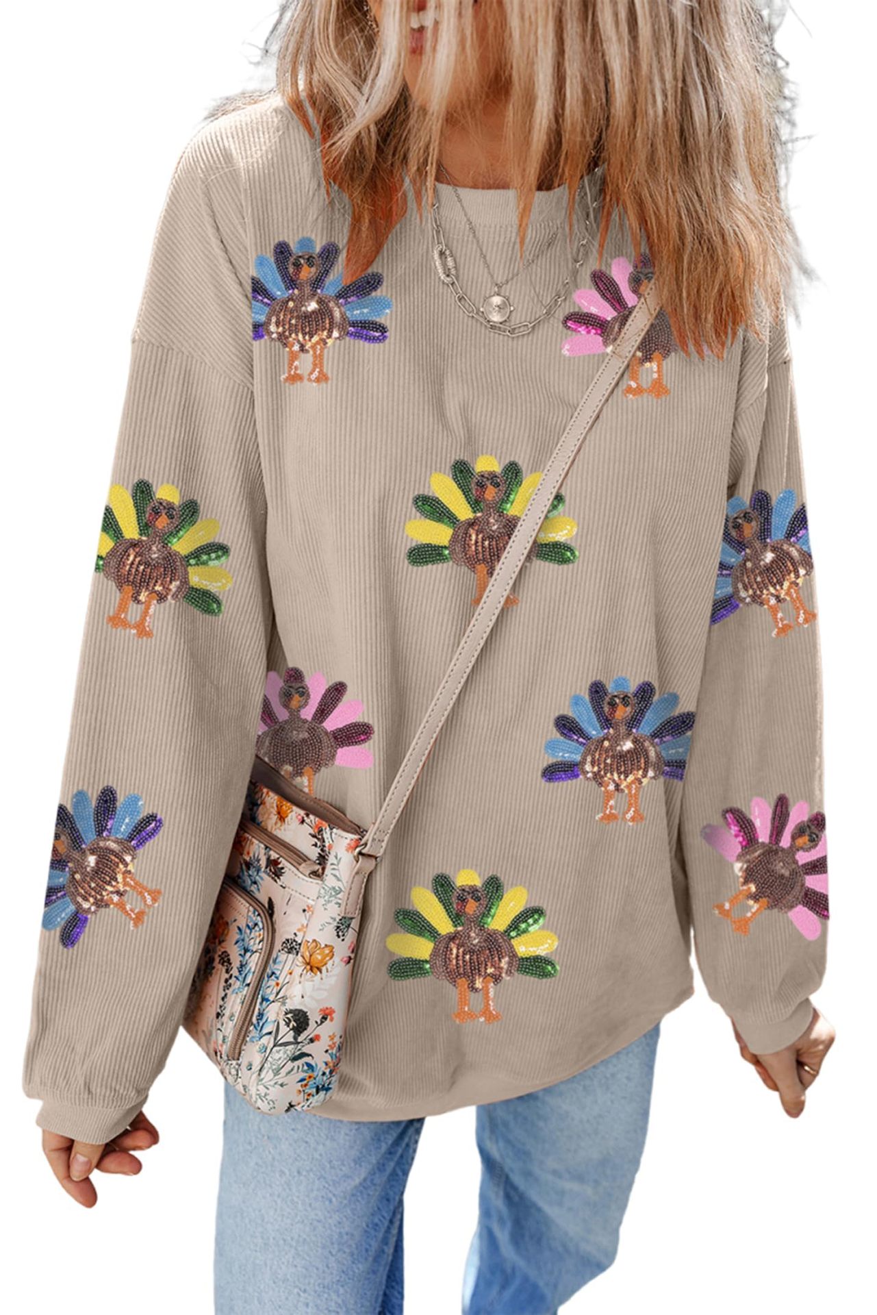 Women's Tribal Bird Feather Letter Print Sweatshirt