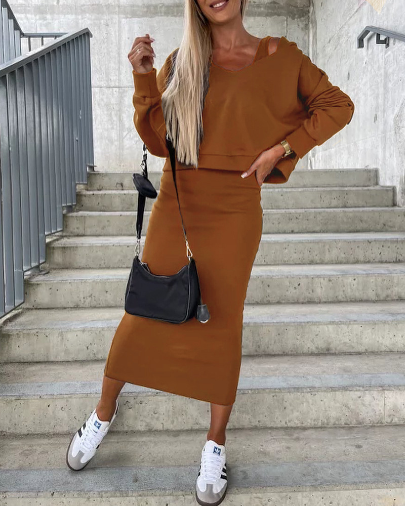 Sleeveless Hooded Dress & Cropped Hoodie Set