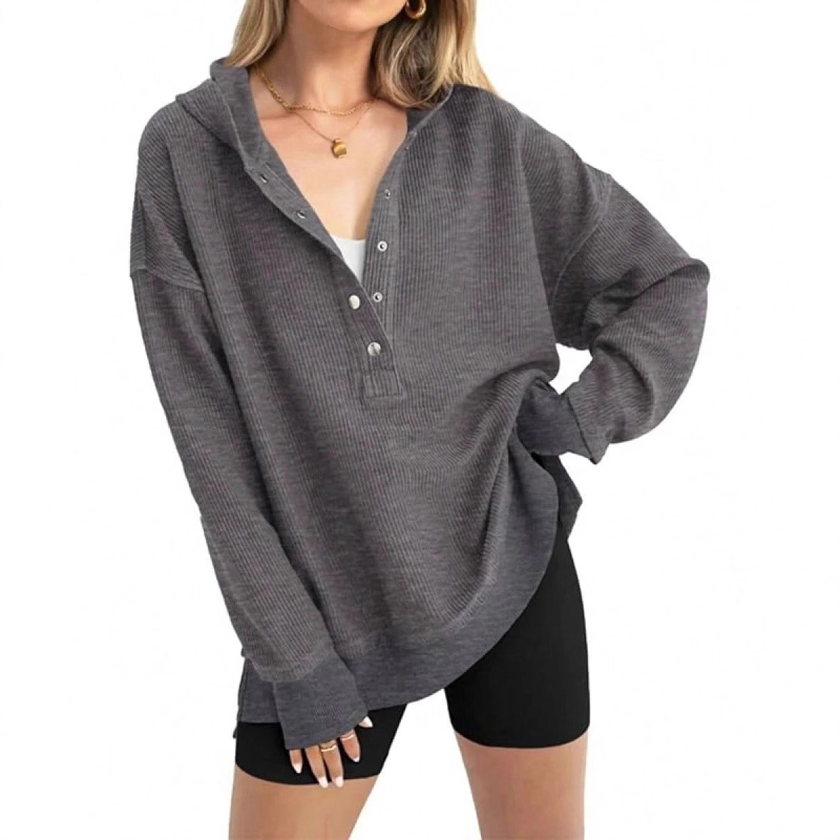 Women's Solid Color Loose Raglan Sleeve Hoodie
