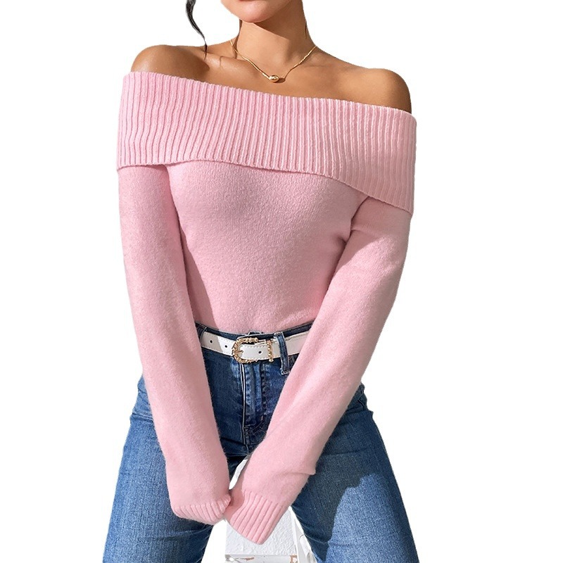 Women's Off-Shoulder Slim Fit Knit Sweater