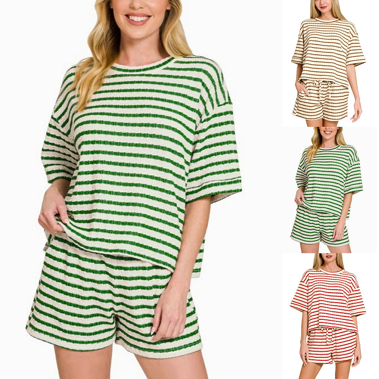Striped Crewneck Short Sleeve & Shorts Set