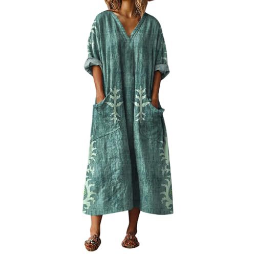Women's V-Neck Boho A-Line Midi Dress