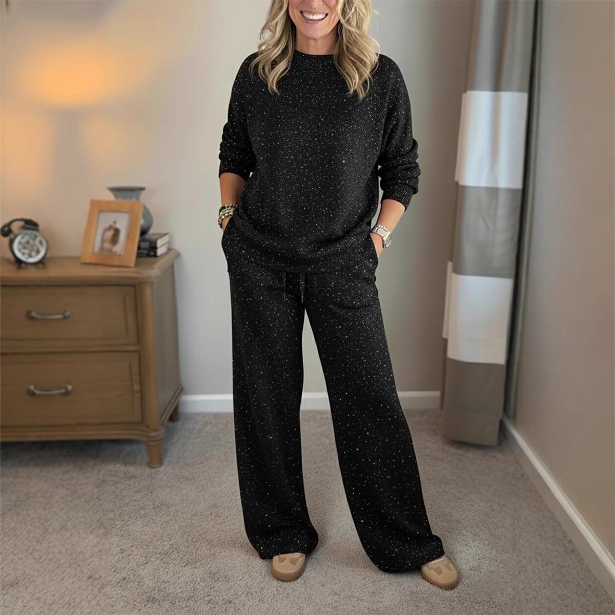Glitter Sequin Two-Piece Hoodie Set