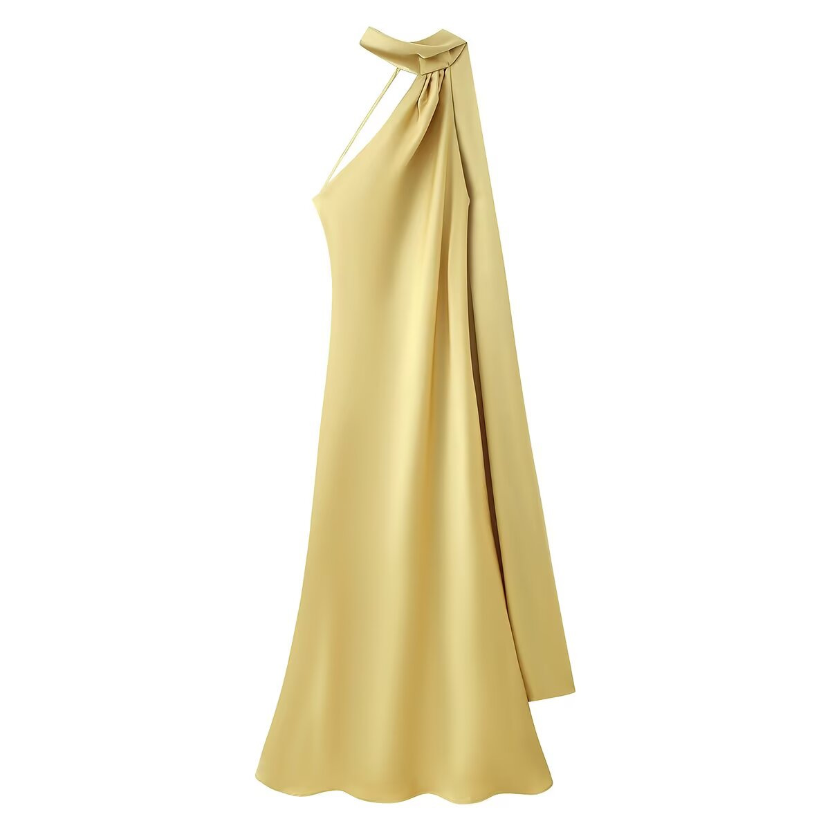 Women's Elegant Open-Back Halter Maxi Dress with Tie Detail