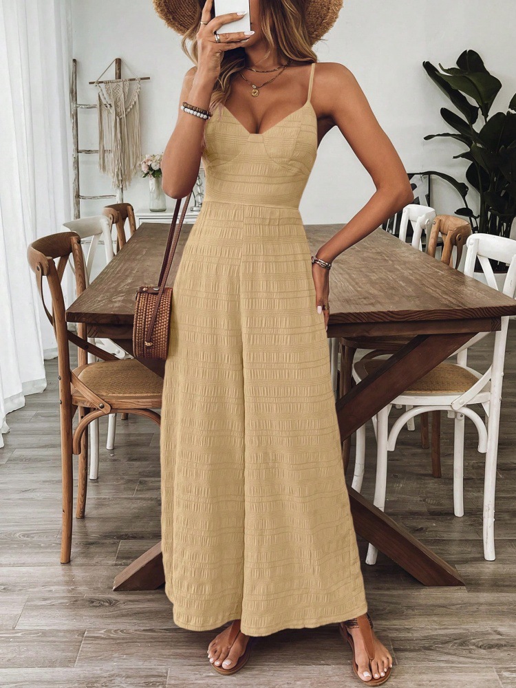 Women's Sleeveless Wide-Leg Jumpsuit with Spaghetti Straps