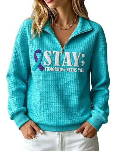 Ribbon Print Waffle Knit Collared Hoodie for Women
