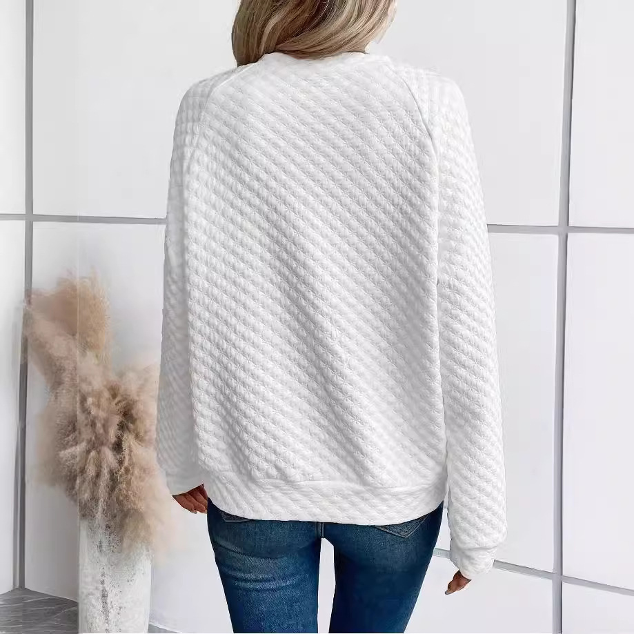 Women's Solid Color V-Neck Patchwork Long Sleeve Casual Sweatshirt