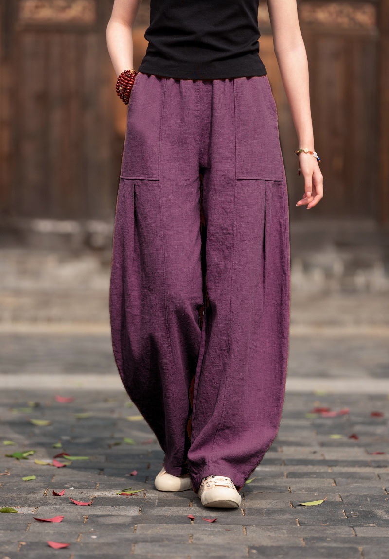 Women's Retro Loose Wide-Leg Lantern Pants Casual