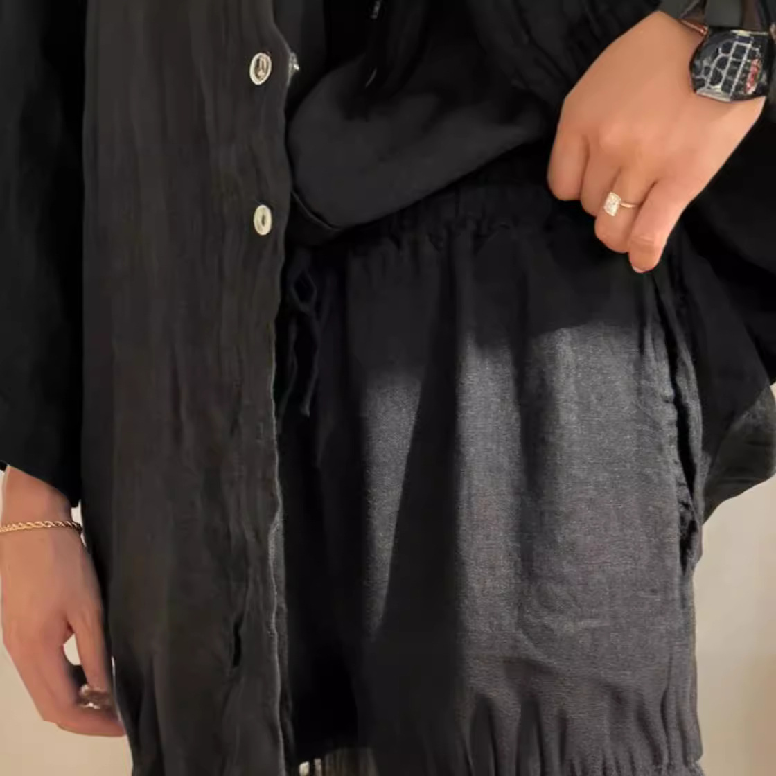 Women's Cotton-Linen Shirt and Pants Set Casual Commuter Two-Piece
