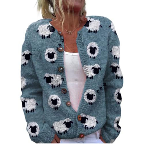 Women's Animal Boho Print Button Cardigan Sweater