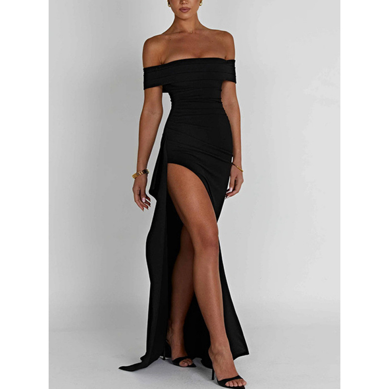 Off-Shoulder Slit Long Party Dress