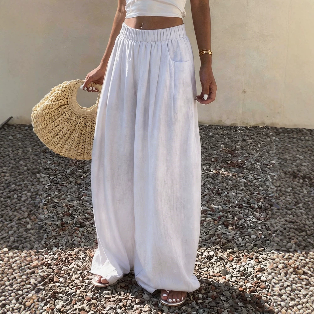Women's Loose Casual Solid Color Elastic Waist Harem Pants