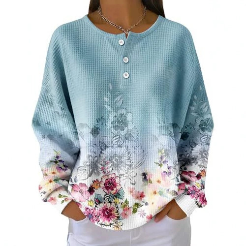 Women's Vintage Floral Button Sweatshirt
