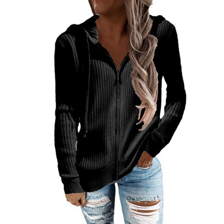 Women's Fleece-Lined Zip-Up Hoodie Long Sleeve Cardigan