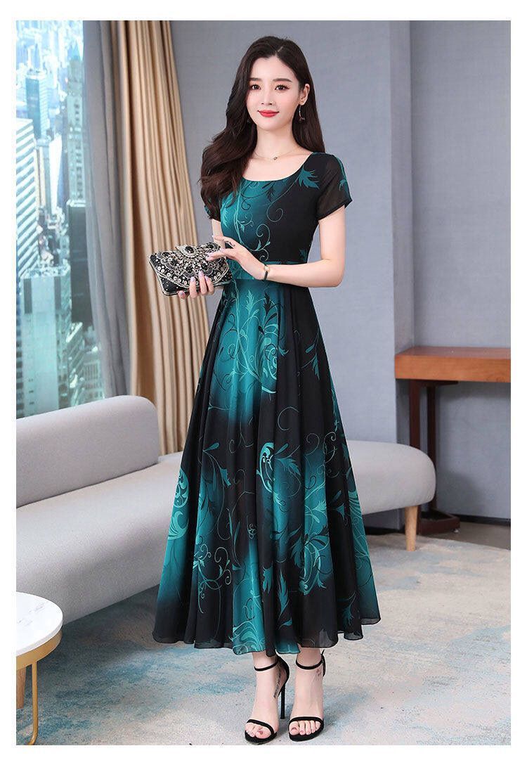 Plus Size Women's Floral Print A-Line Dress with Waist-Cinching Fit