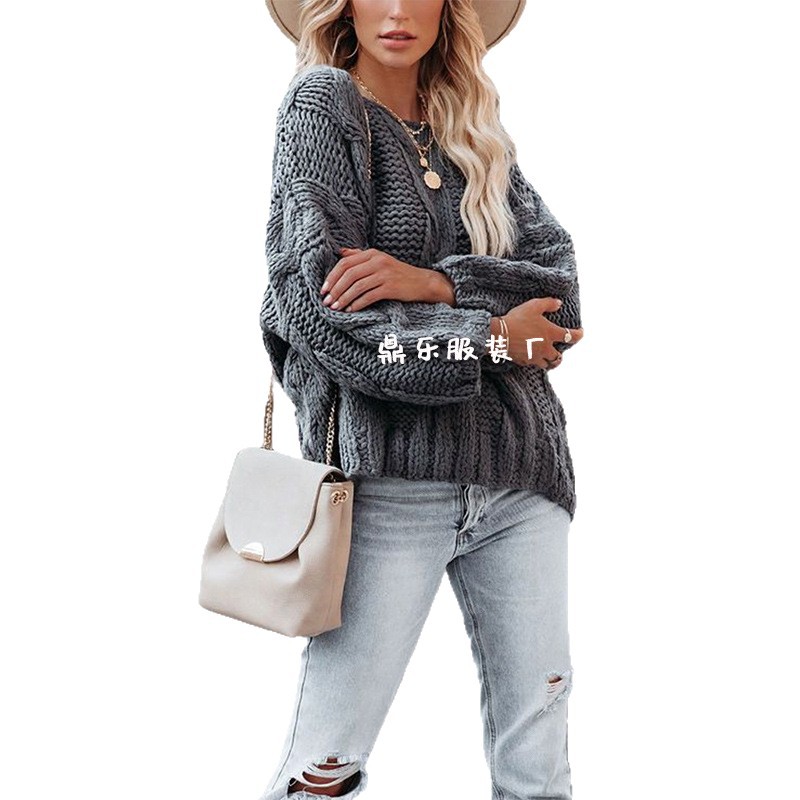 Women's Off-Shoulder Cable Knit Pullover Sweater