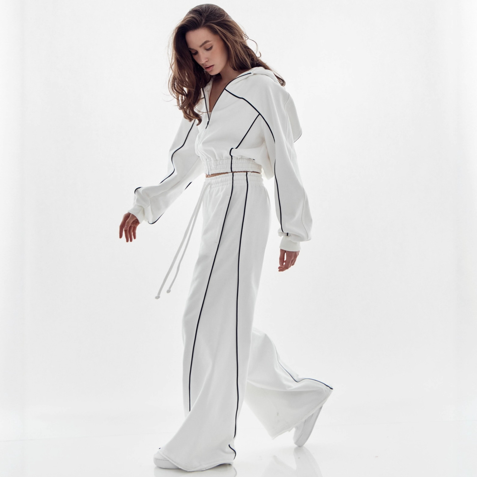 Women's Casual Hooded Zip Cardigan and Pants Two-Piece Set