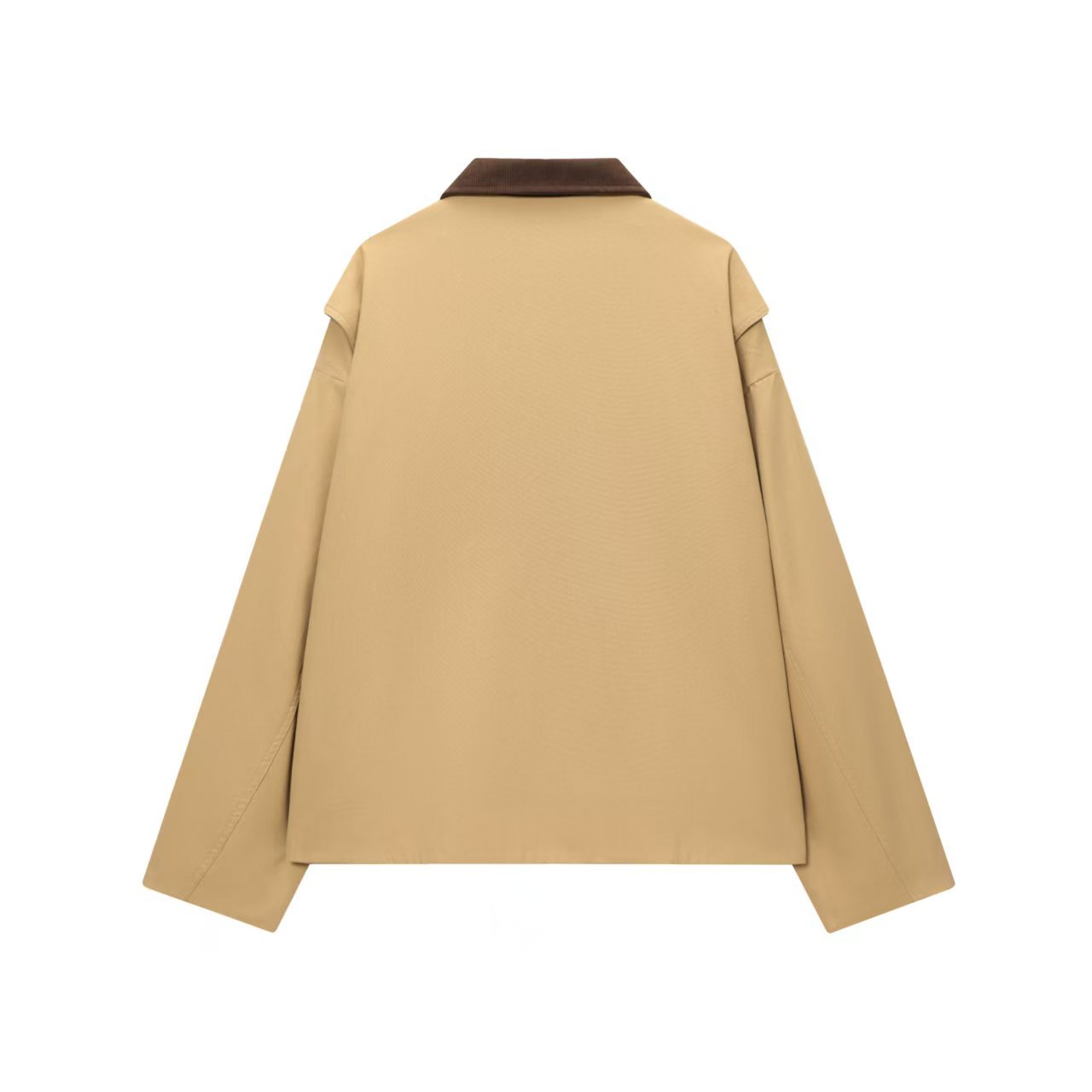 Women's Color-Block Khaki Jacket with Square Neck and Pockets