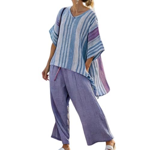 Bohemian Print Crewneck Short Sleeve Top and Pants Casual Set